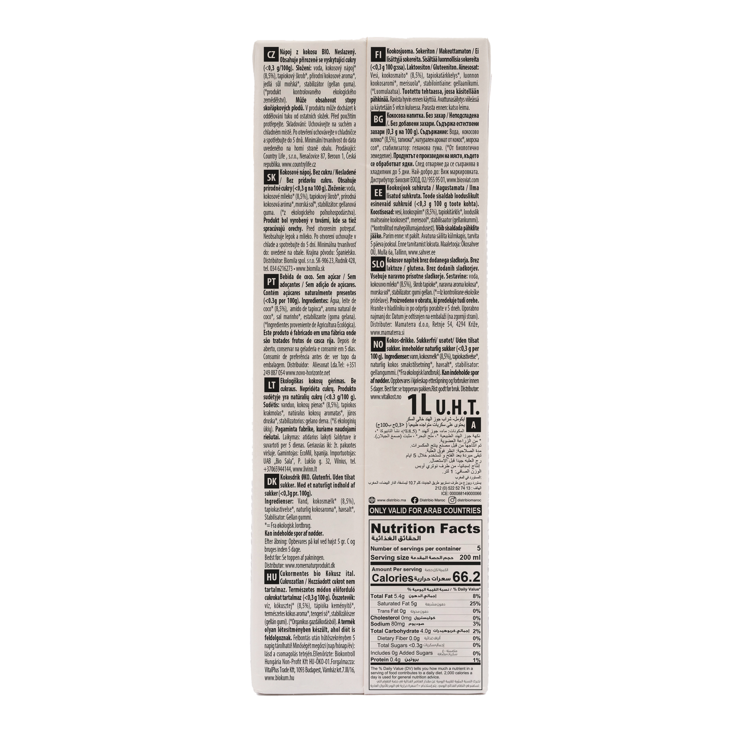 Pack 6x Bebida de Coco Ecológica Nature 1l Ecomil