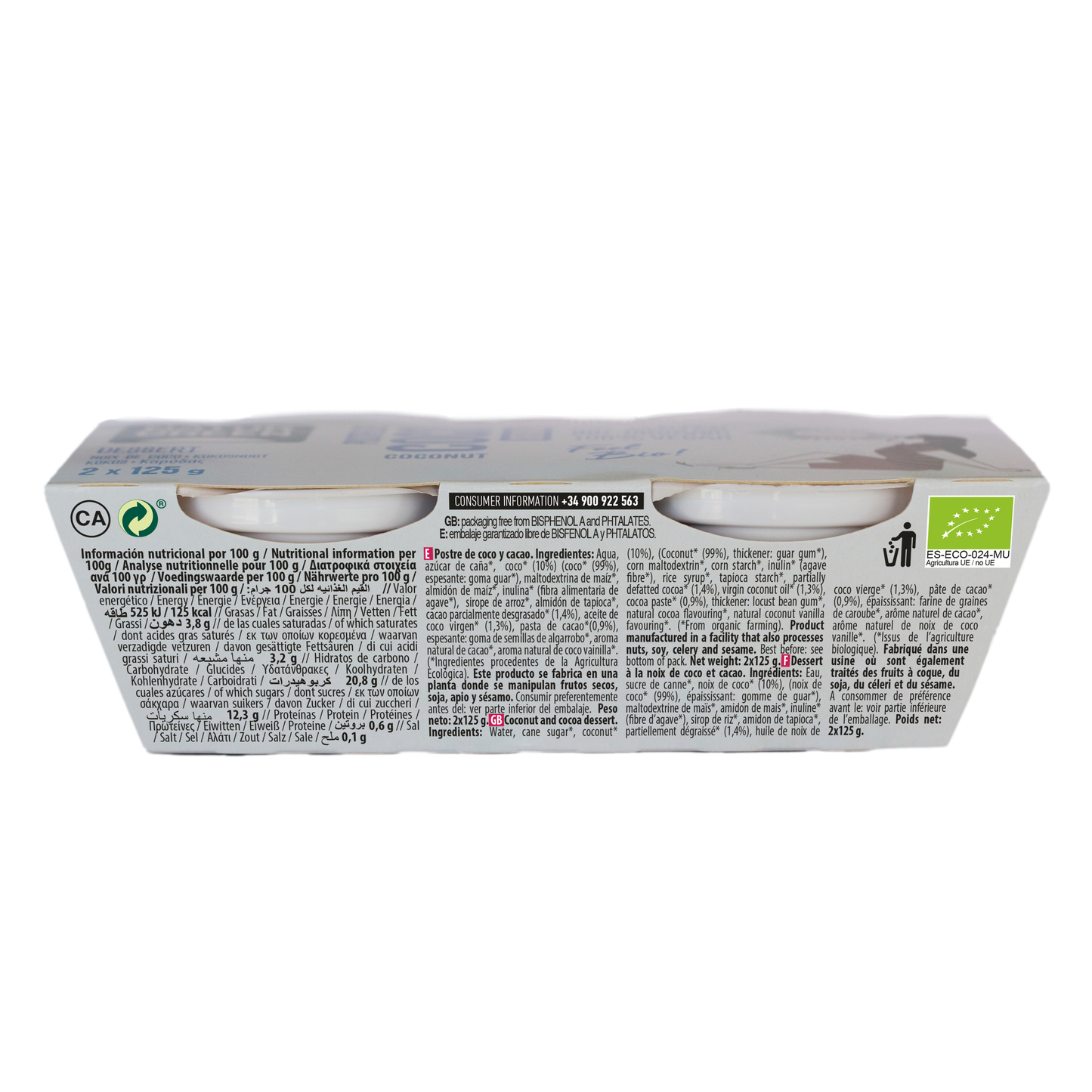 Postre de Coco y Cacao Bio (2x125 g) NaturGreen