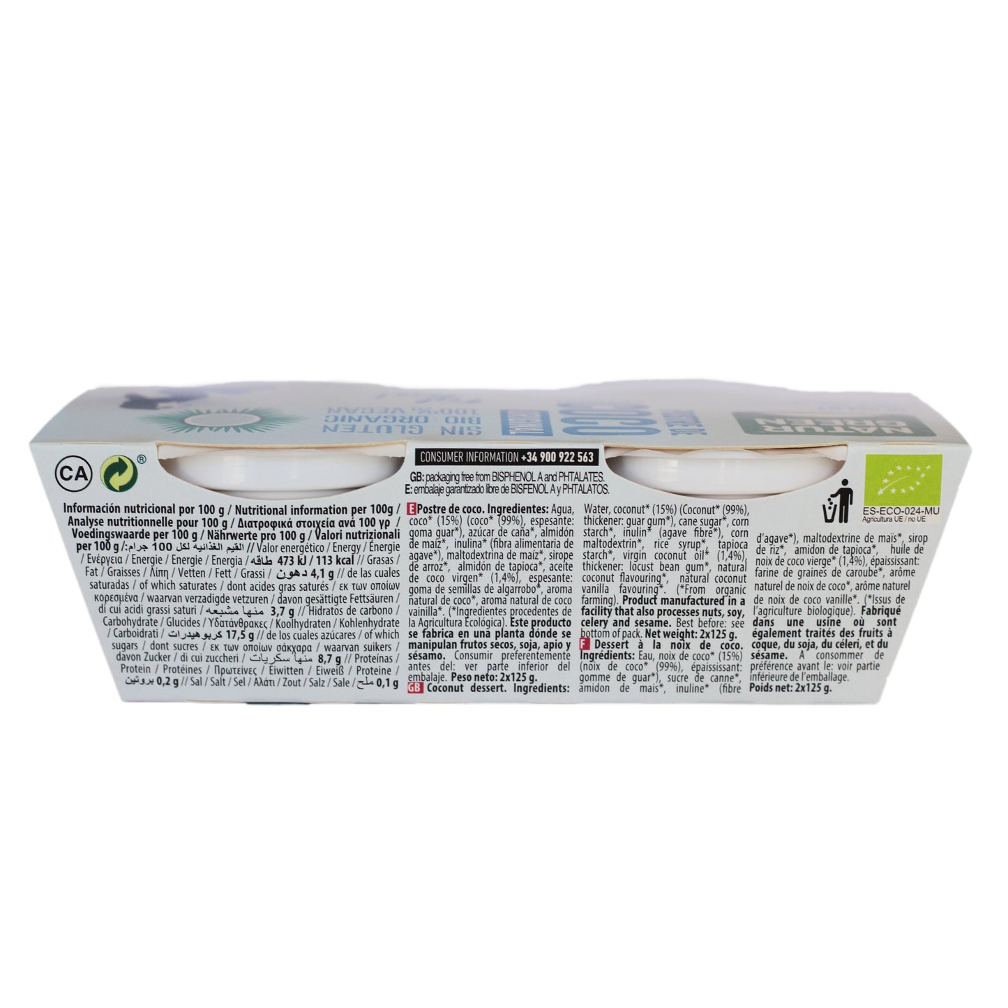 Postre de Coco Original Bio (2x125 g) NaturGreen