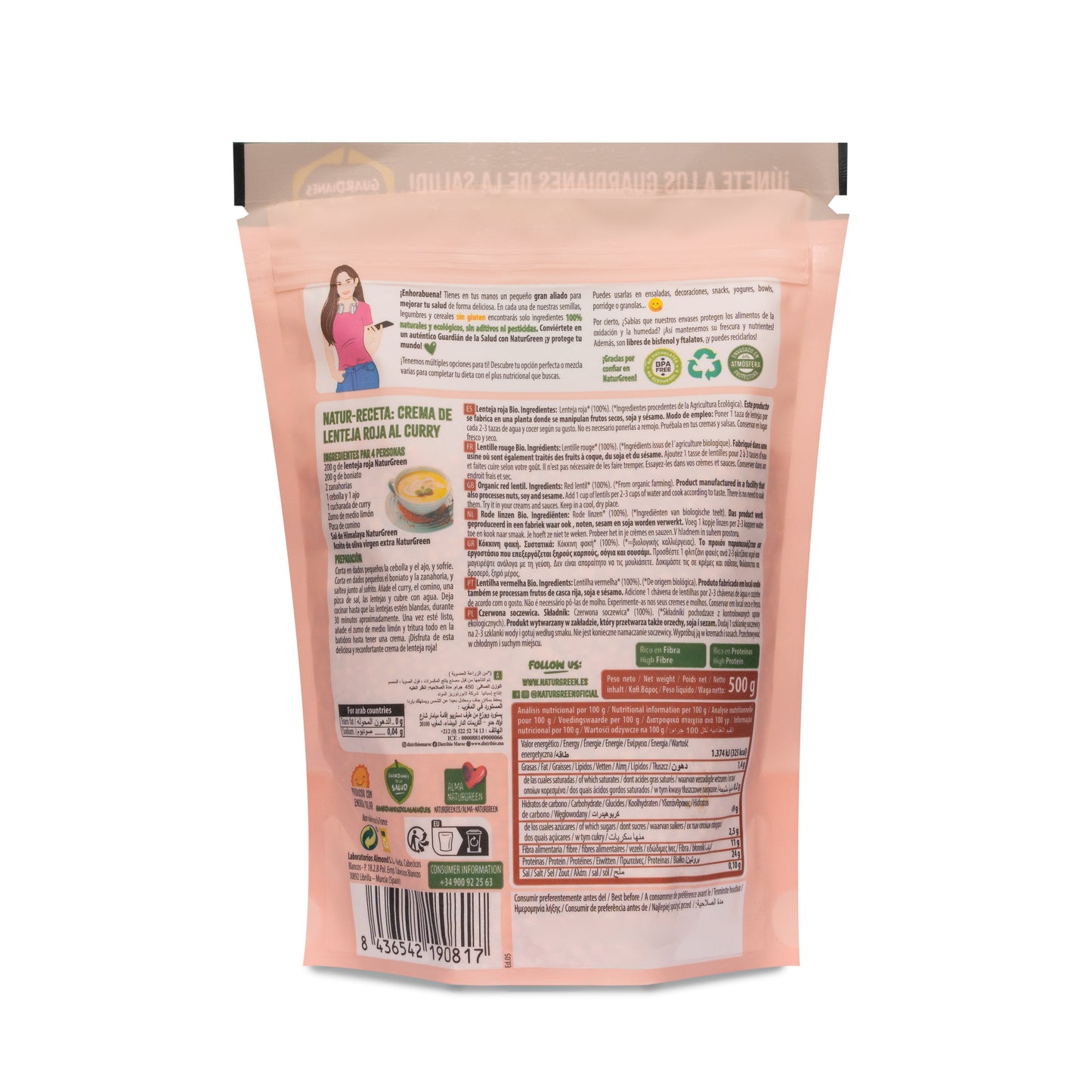Pack 12x Lenteja Roja Ecológica 500g NaturGreen