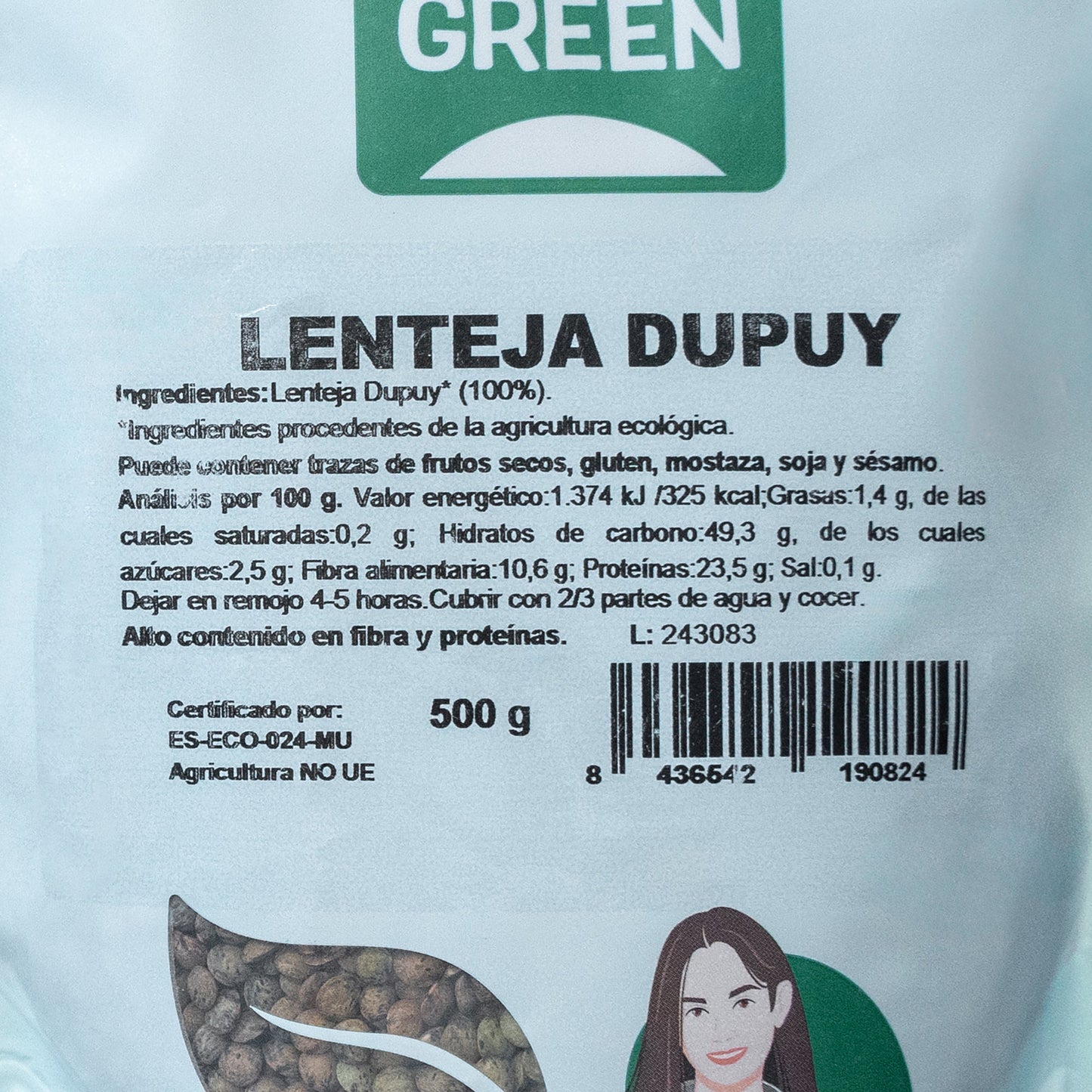 Lenteja Dupuy Ecológica 500g NaturGreen.