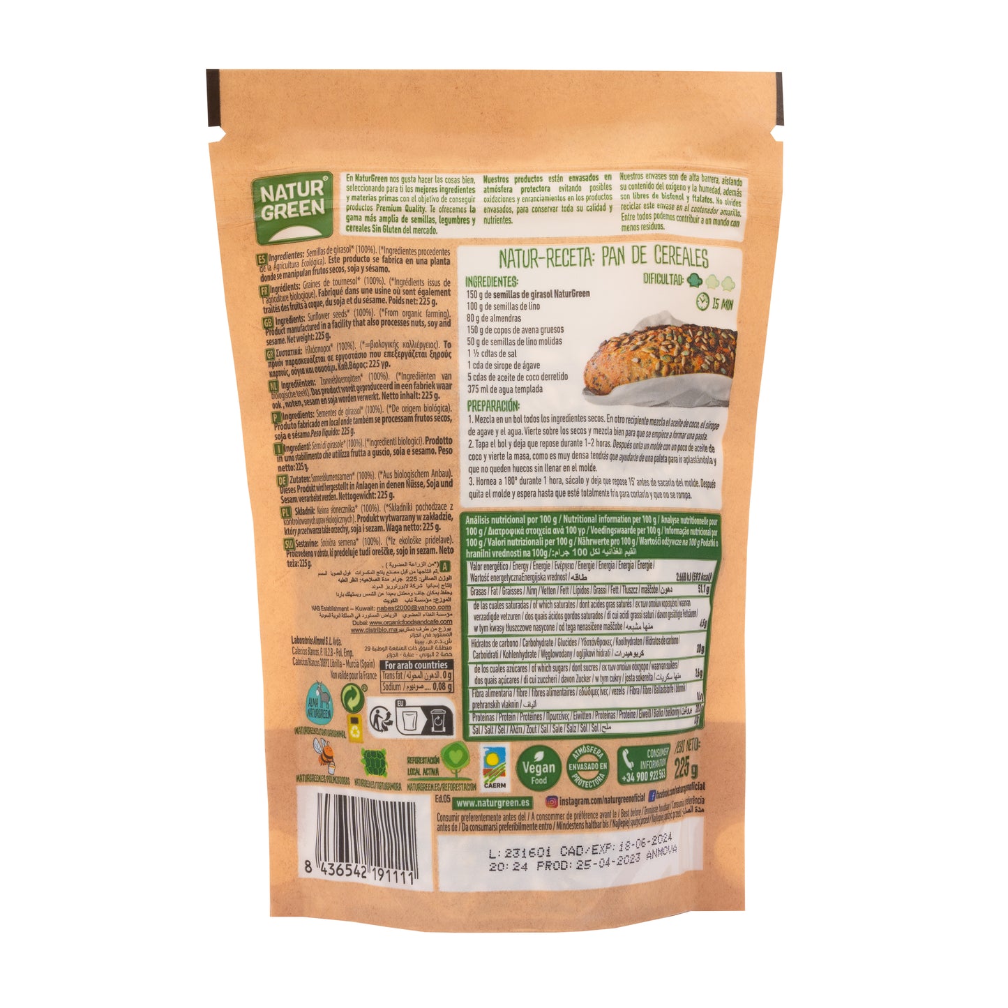 Semillas de Girasol Ecológicas 225g NaturGreen