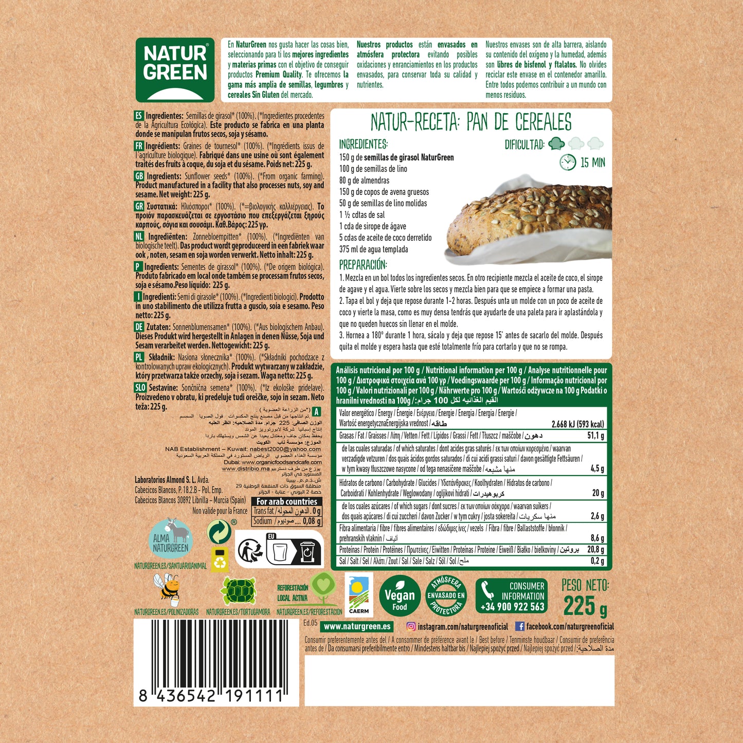 Semillas de Girasol Ecológicas 225g NaturGreen