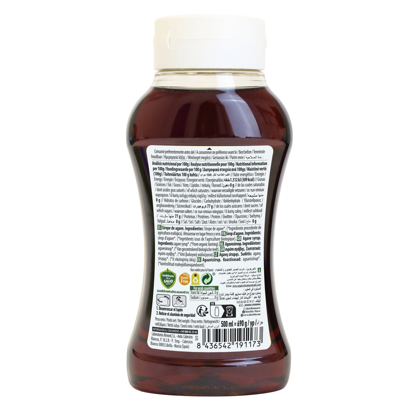 Pack 7x Sirope de Agave Crudo Ecológico 500 ml NaturGreen