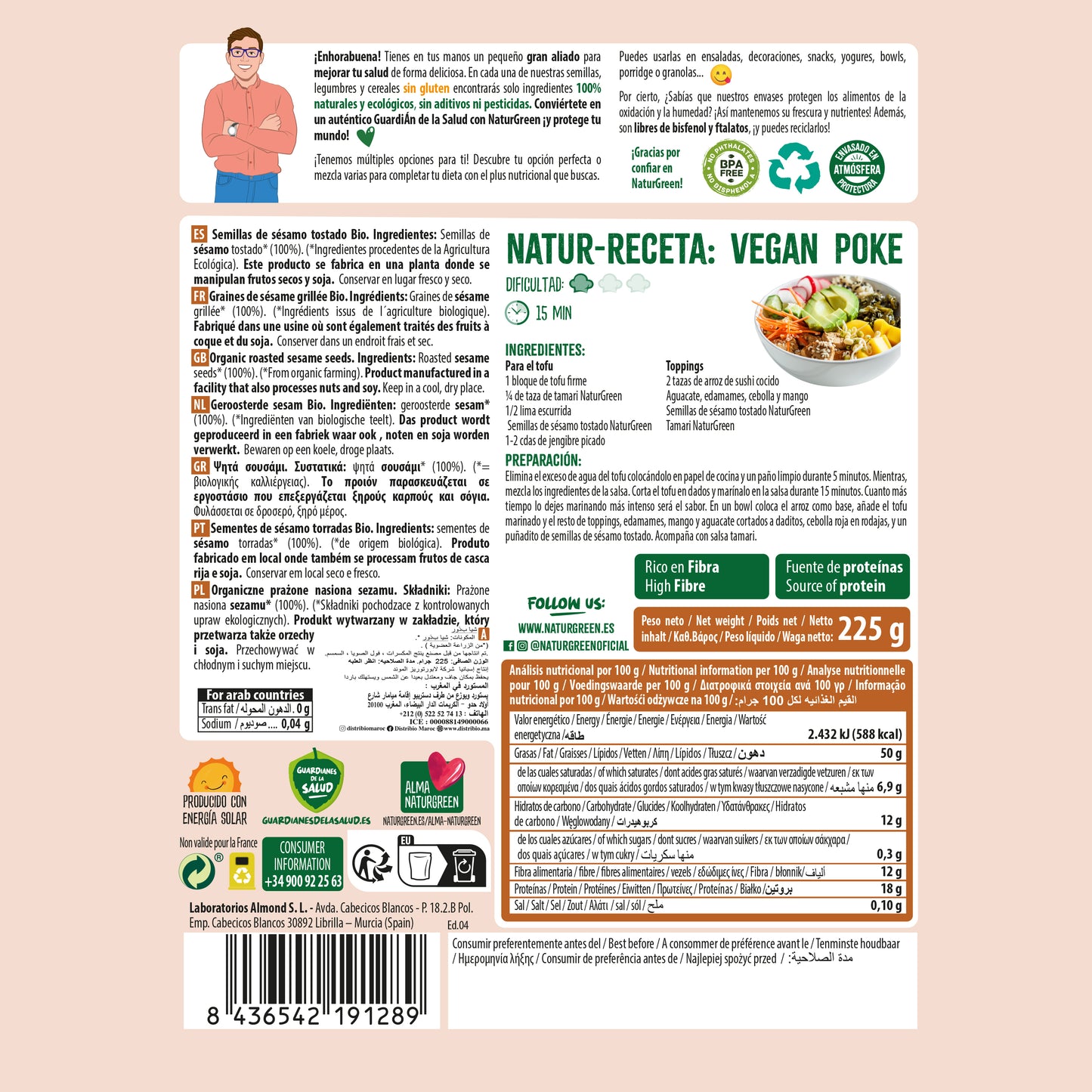 Pack 9x Sésamo Tostado Ecológico 225g NaturGreen