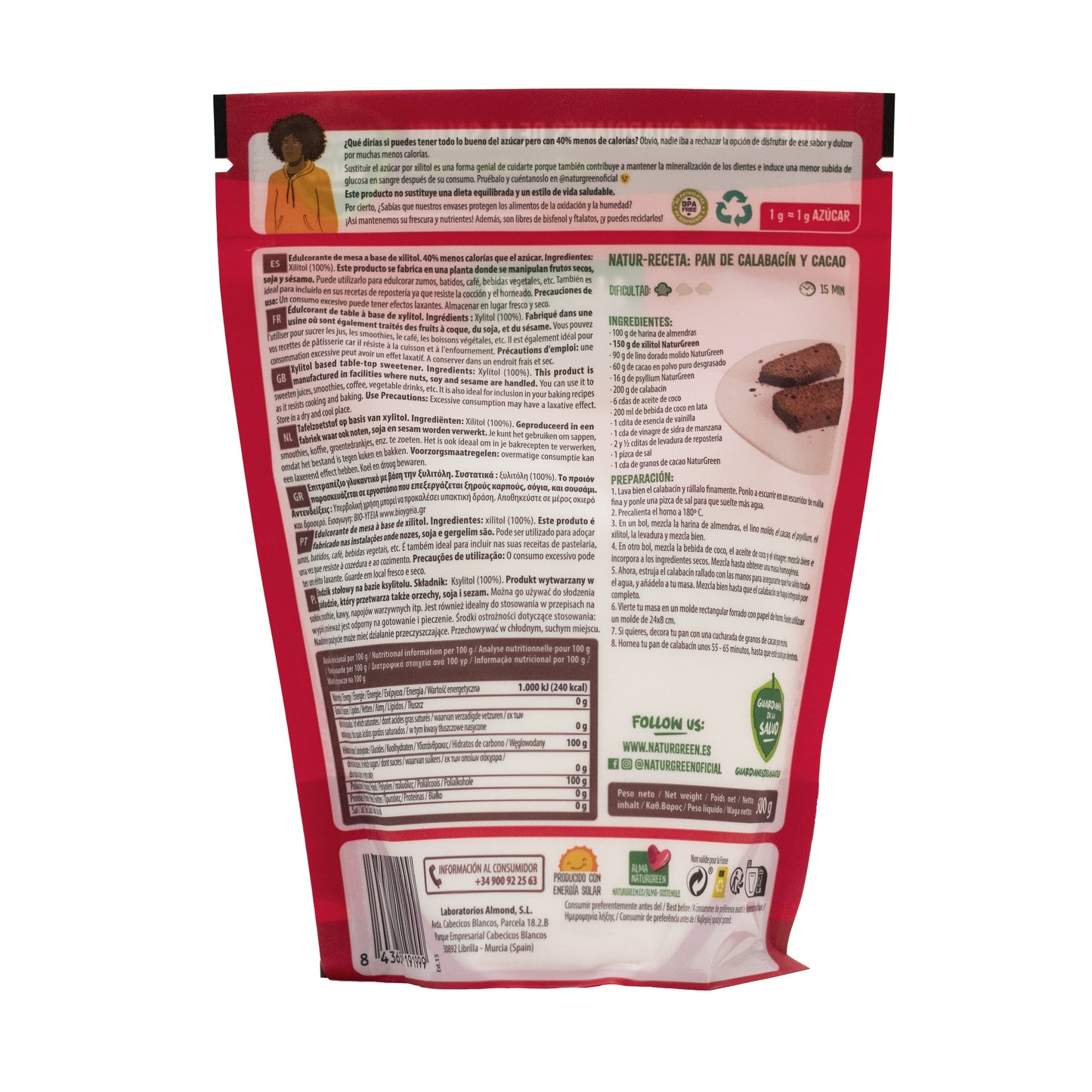 Pack 10x Azúcar de Abedul Xilitol 500g NaturGreen