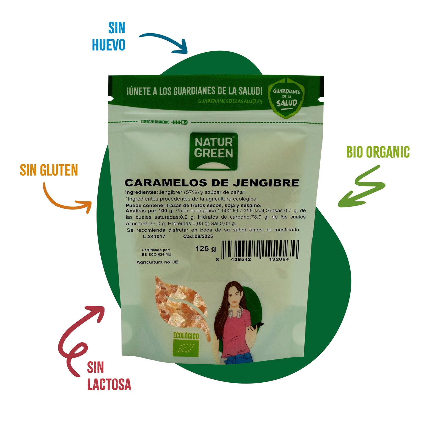 Caramelos de Jengibre Ecológicos 125g NaturGreen