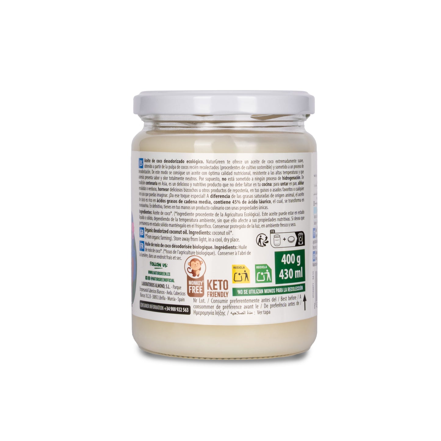 Aceite de Coco Ecológico para cocinar 430 ml NaturGreen