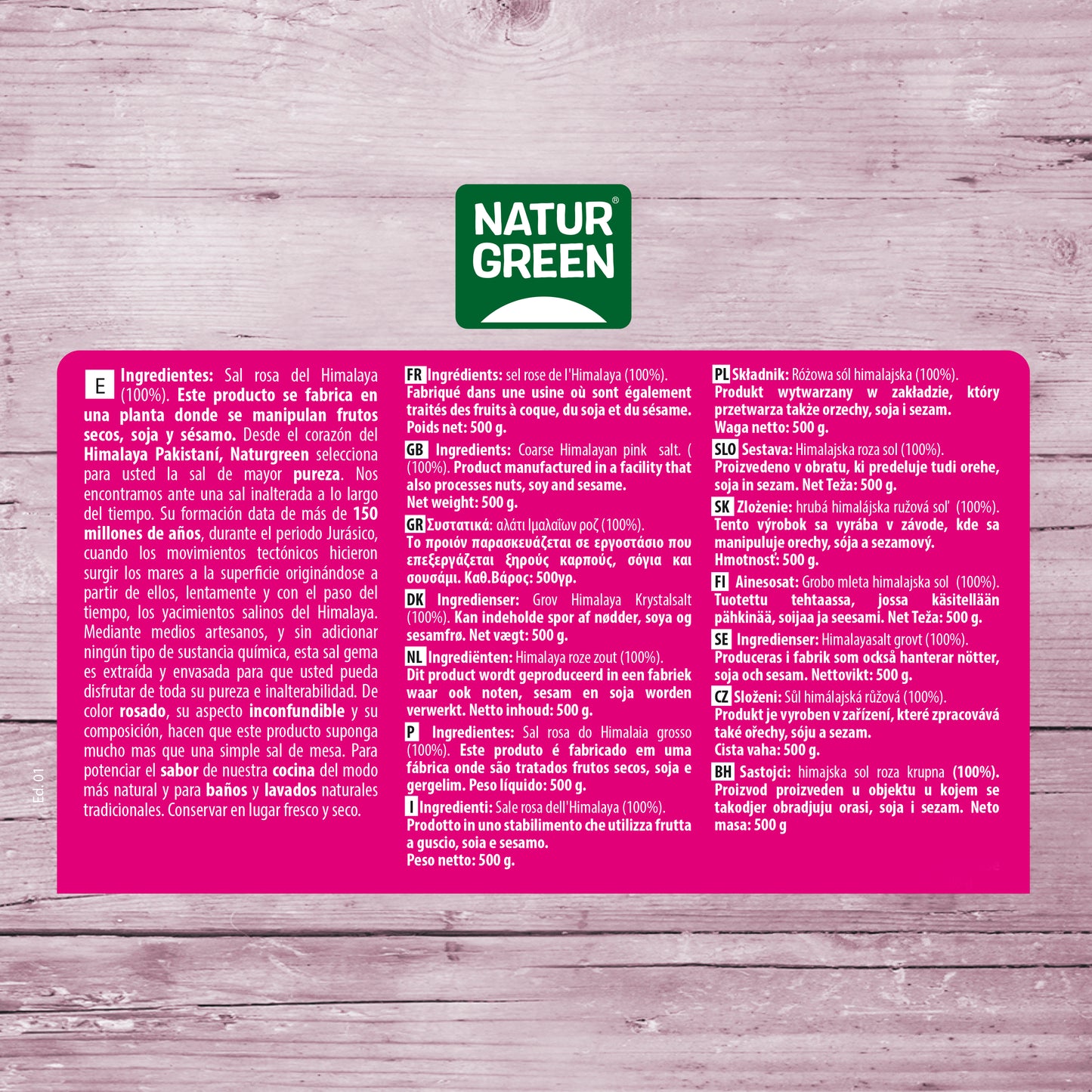 Sal Rosa del Himalaya Gruesa 500g NaturGreen