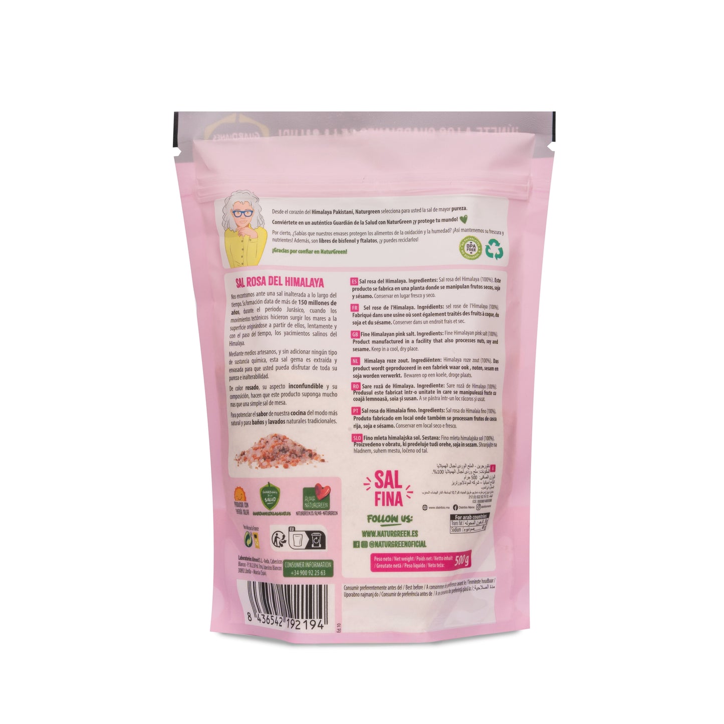 Pack 10x Sal Rosa del Himalaya Fina 500g NaturGreen