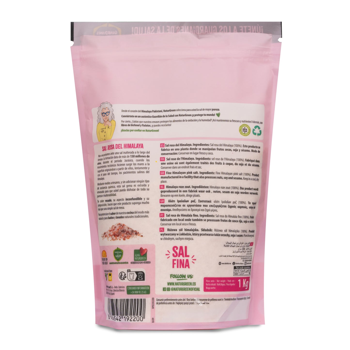 Pack 10x Sal Rosa del Himalaya Fina 1 kg NaturGreen
