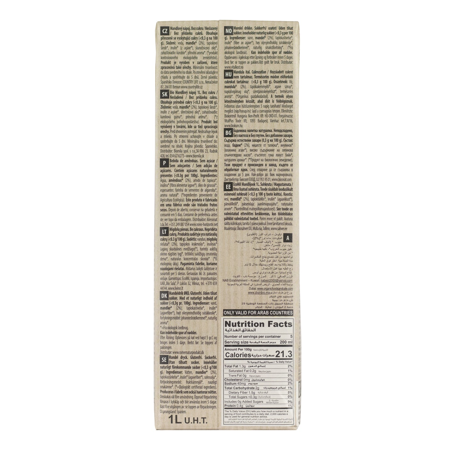 Bebida de Almendra Ecológica Classic Nature 1L Ecomil