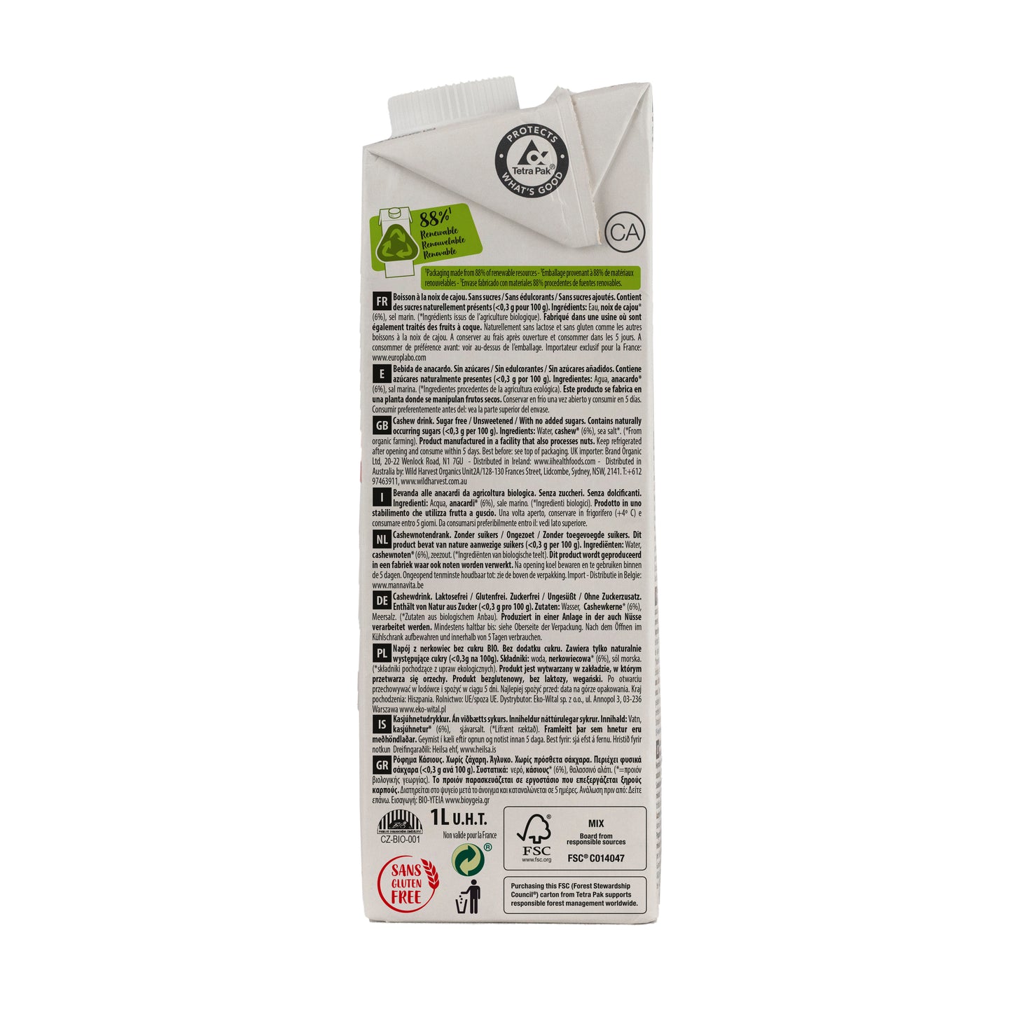 Bebida de Anacardo Bio Nature 1L Ecomil