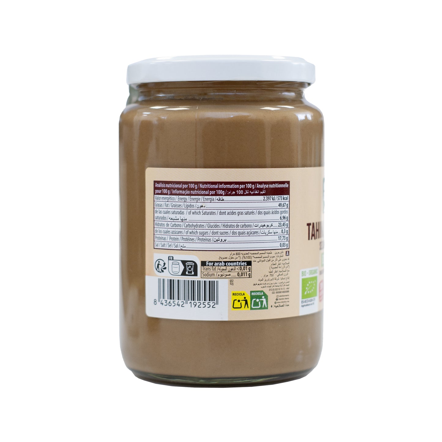 Tahín de Sésamo Tostado Ecológico 750g NaturGreen