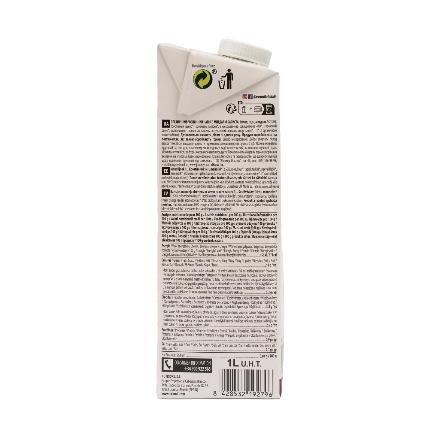 Bebida de Almendra Bio Barista 1L Ecomil