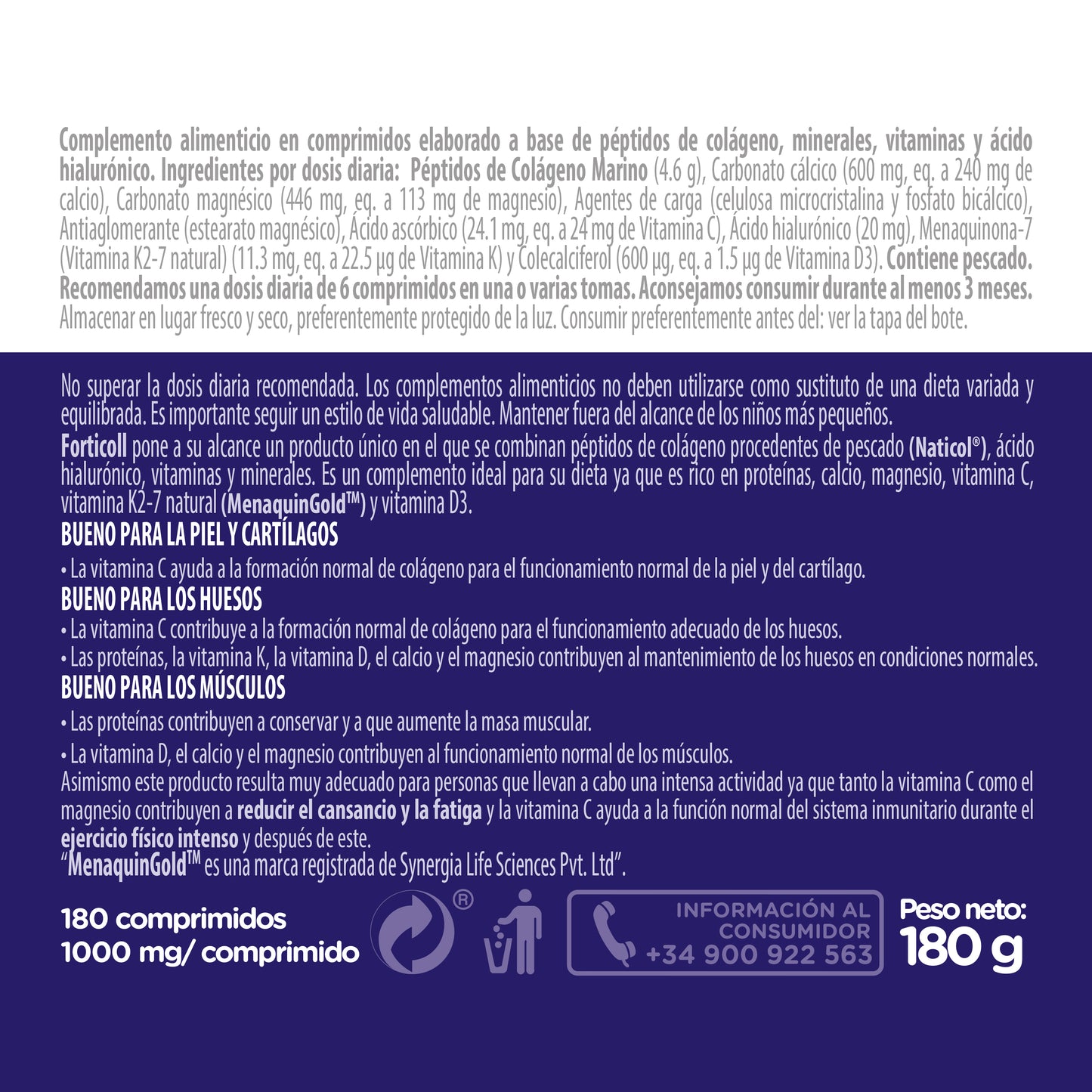 Colágeno Marino 180 Comprimidos Forticoll