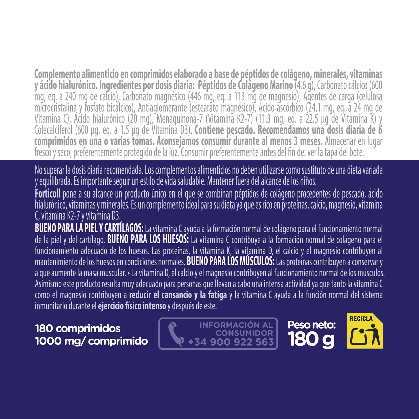 Colágeno Marino 180 Comprimidos Forticoll