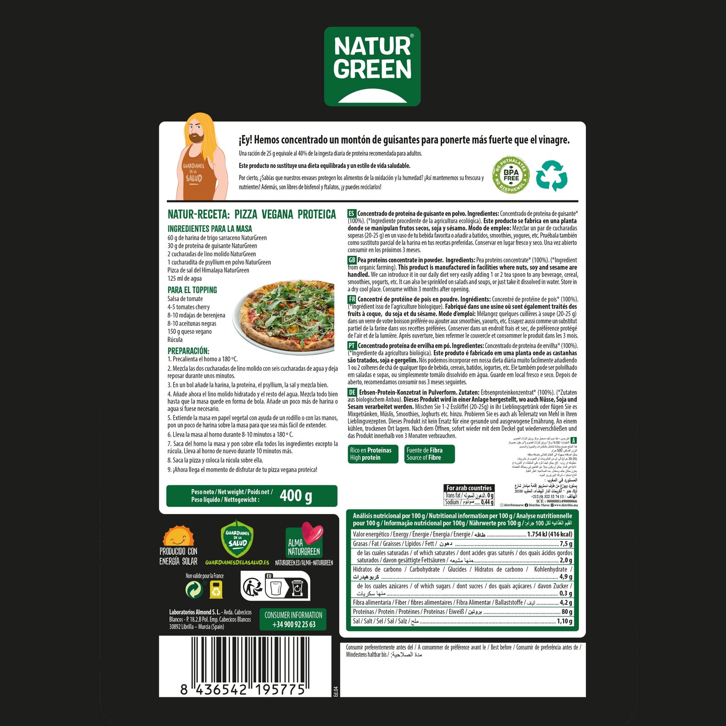 Pack 10x Proteína de Guisante Bio 400g NaturGreen