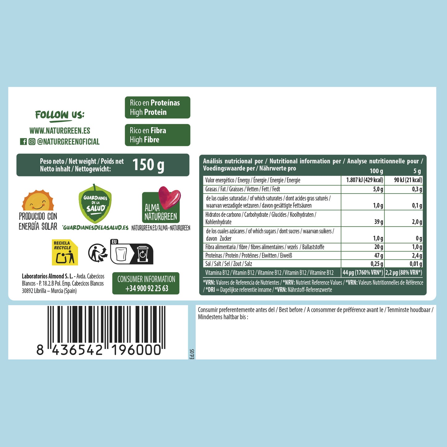 Levadura nutricional Convencional 150 g NaturGreen