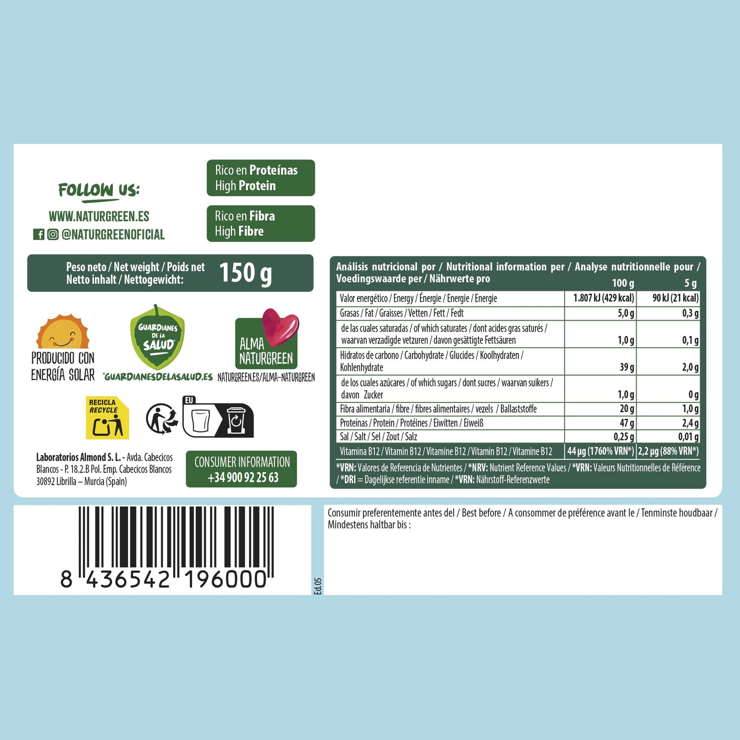 Levadura nutricional Convencional 150 g NaturGreen