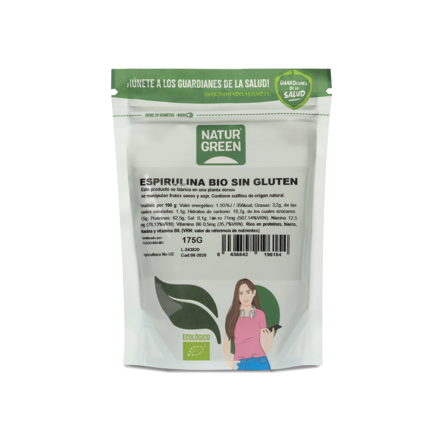 Pack 9x Espirulina Ecológica en polvo 175g NaturGreen
