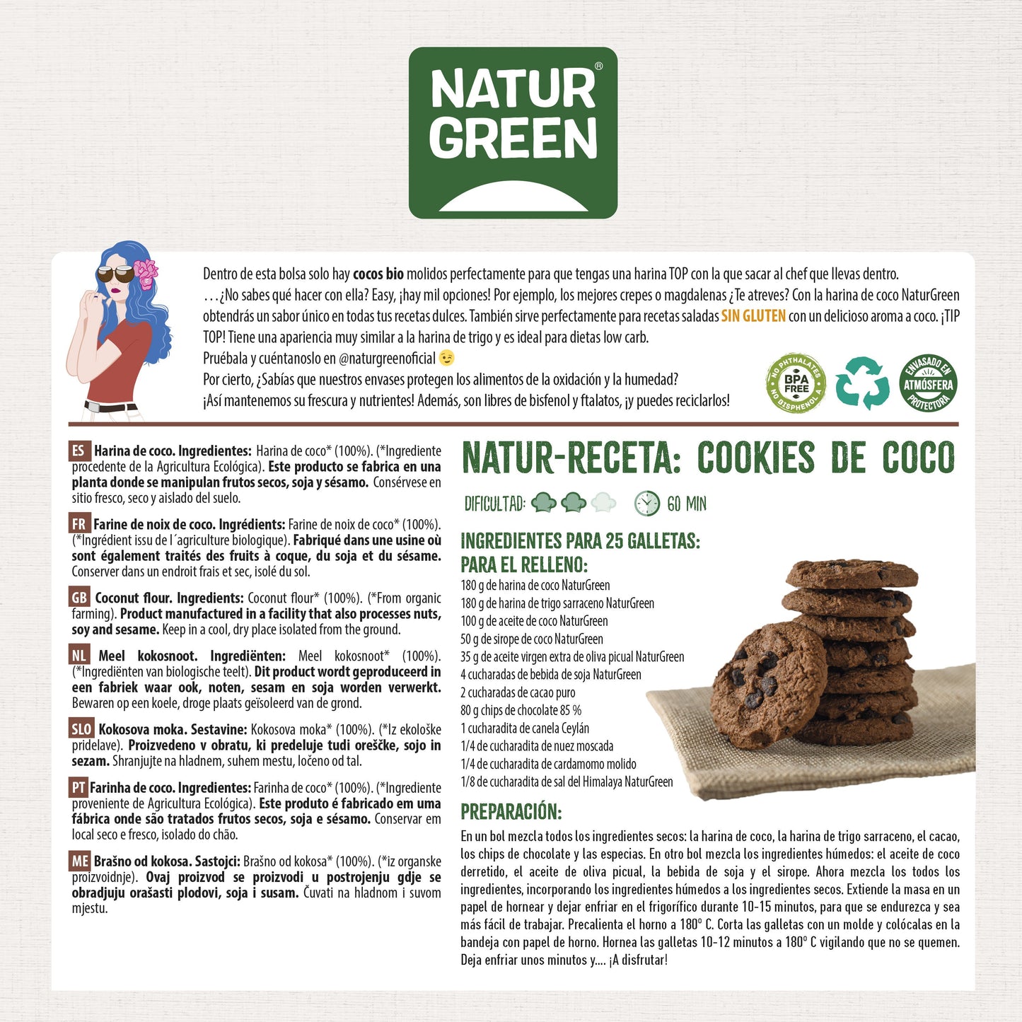 Harina de Coco Ecológica 500 g NaturGreen