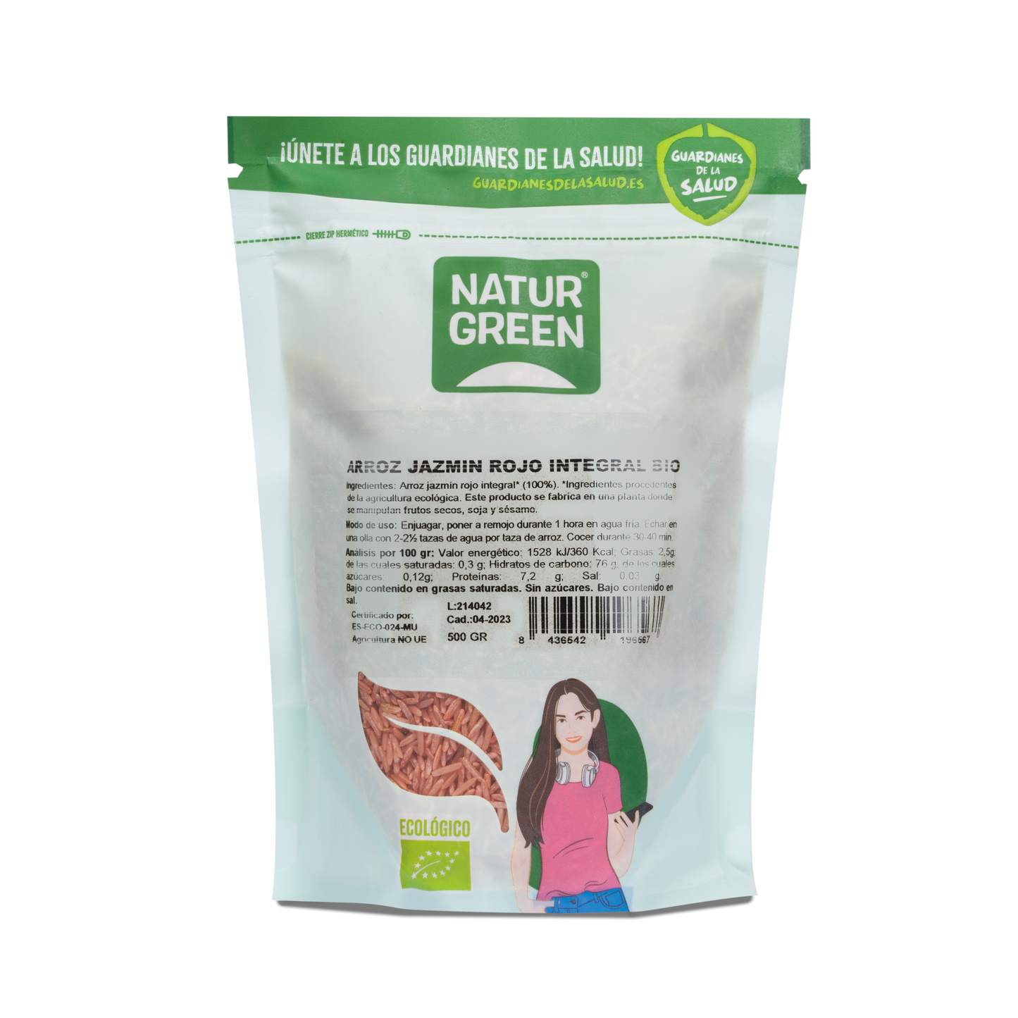 Pack 10x Arroz Jazmín Rojo Integral Bio 500g NaturGreen