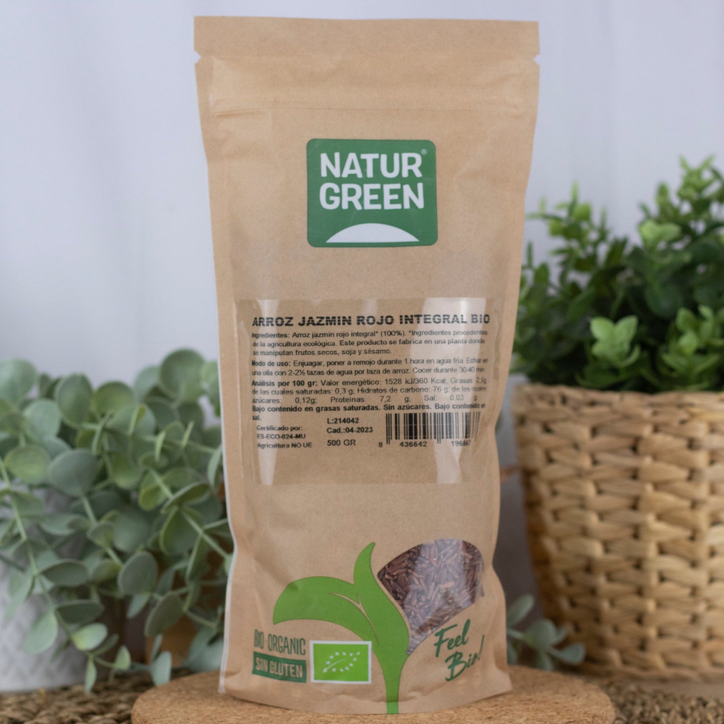 Pack 10x Arroz Jazmín Rojo Integral Bio 500g NaturGreen