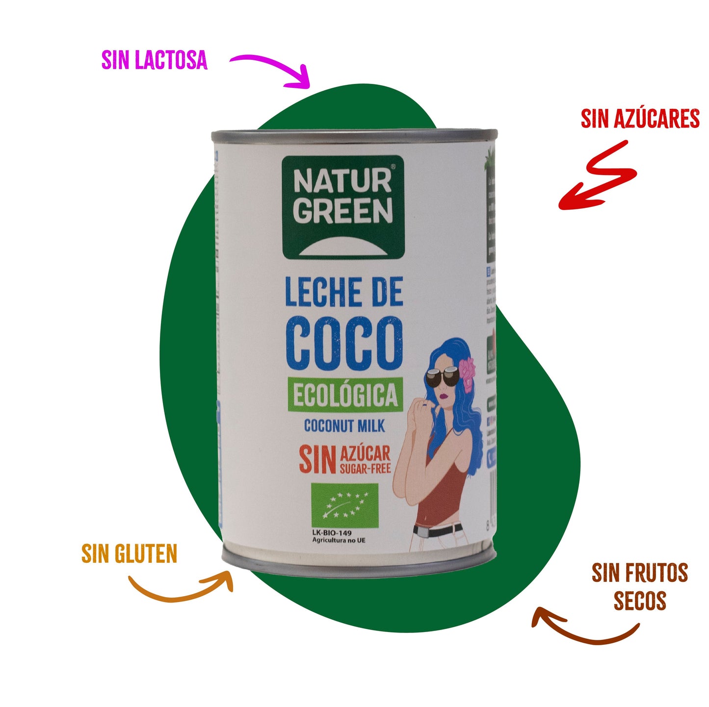 Pack 6x NaturGreen Leche de Coco 400 g / 400 ml