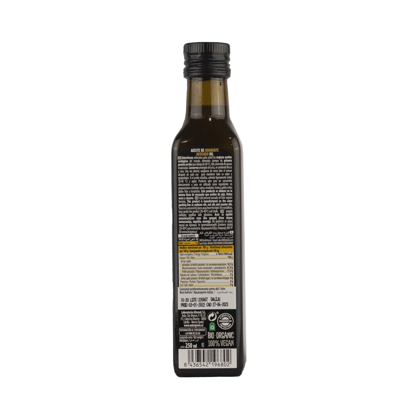 Aceite de Aguacate Bio 250 ml NaturGreen