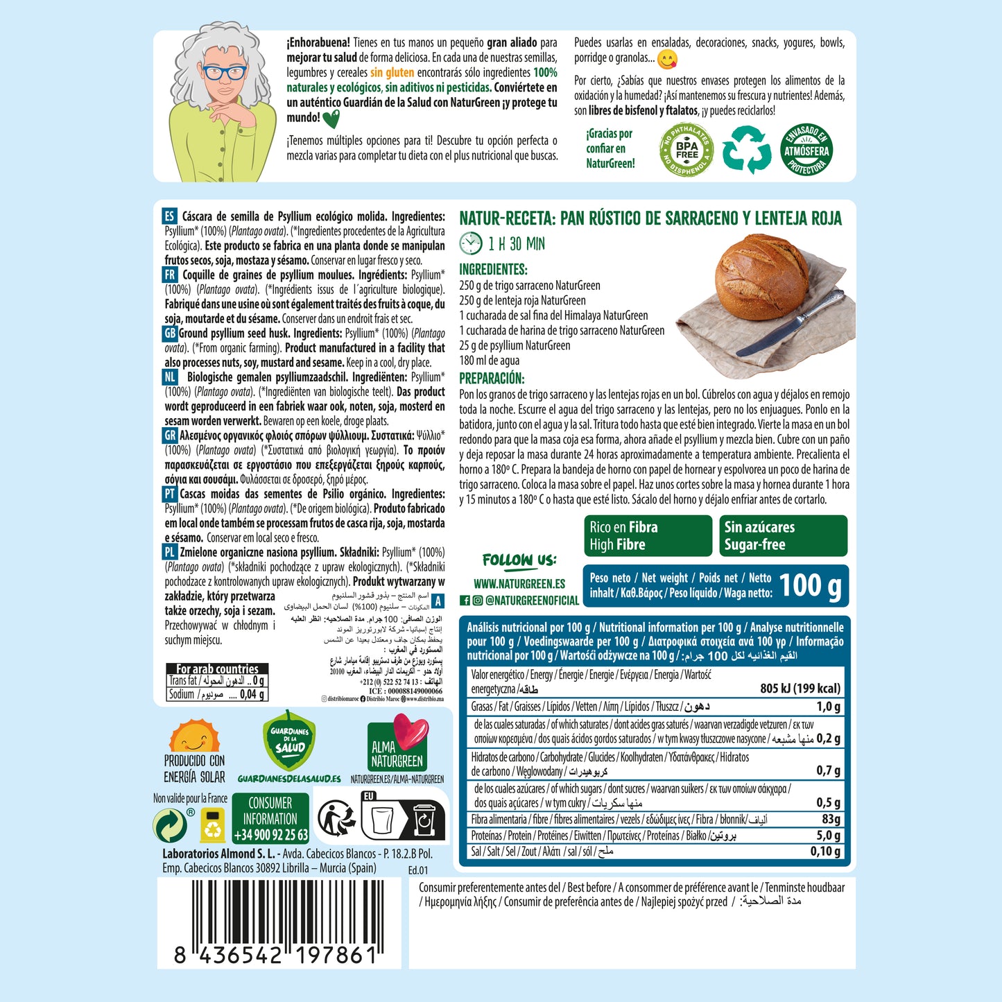 Pack 9x NaturGreen Psyllium Bio 100 g