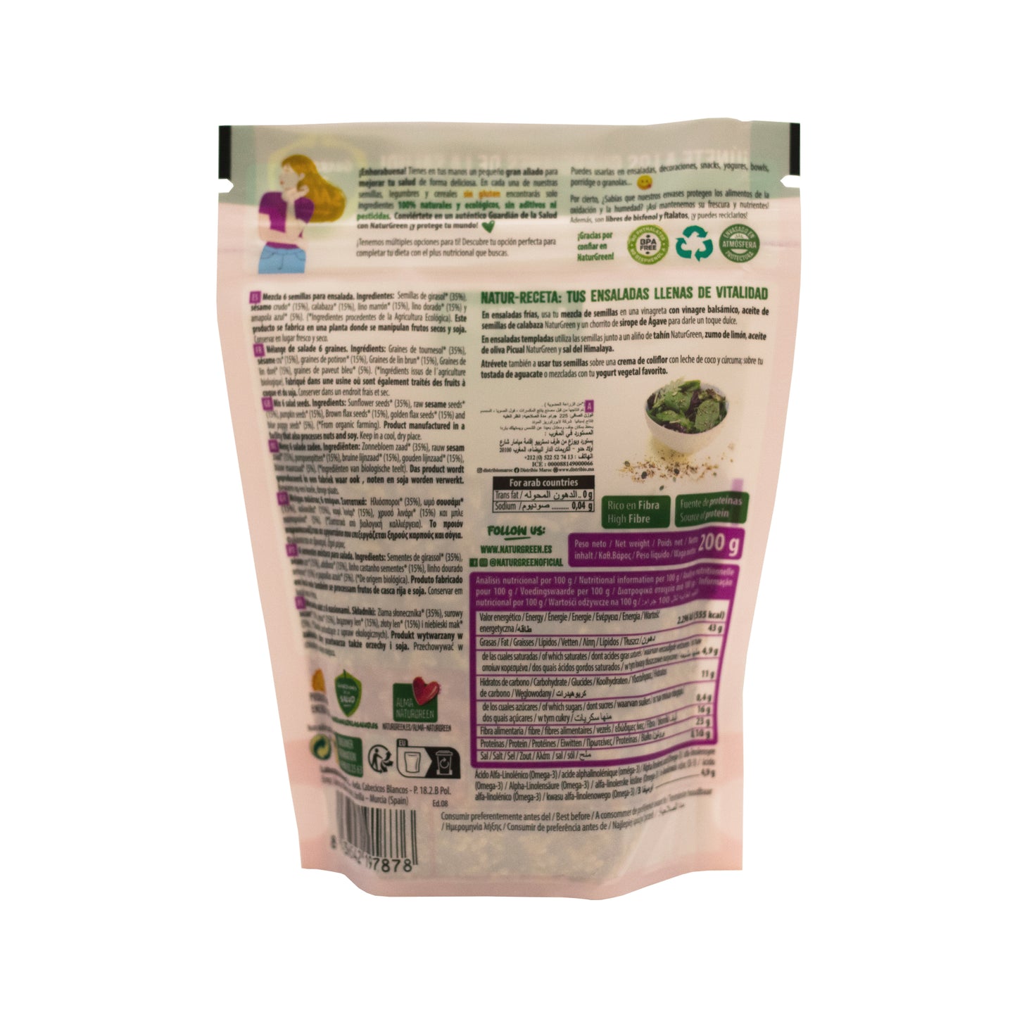 Mezcla 6 Semillas Ecológicas para Ensalada 200g NaturGreen