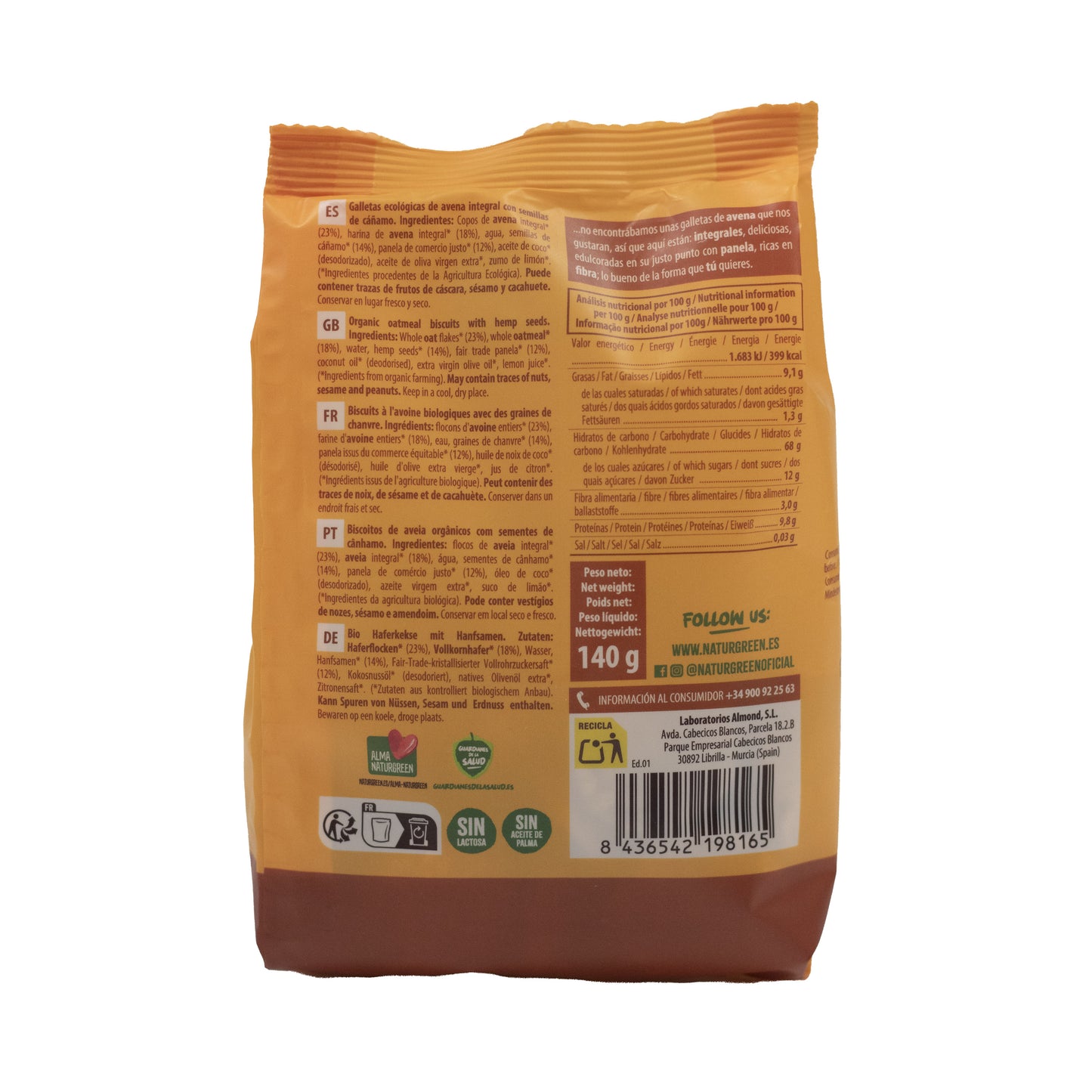 Galleta de Avena Integral con Cáñamo Bio 140g NaturGreen
