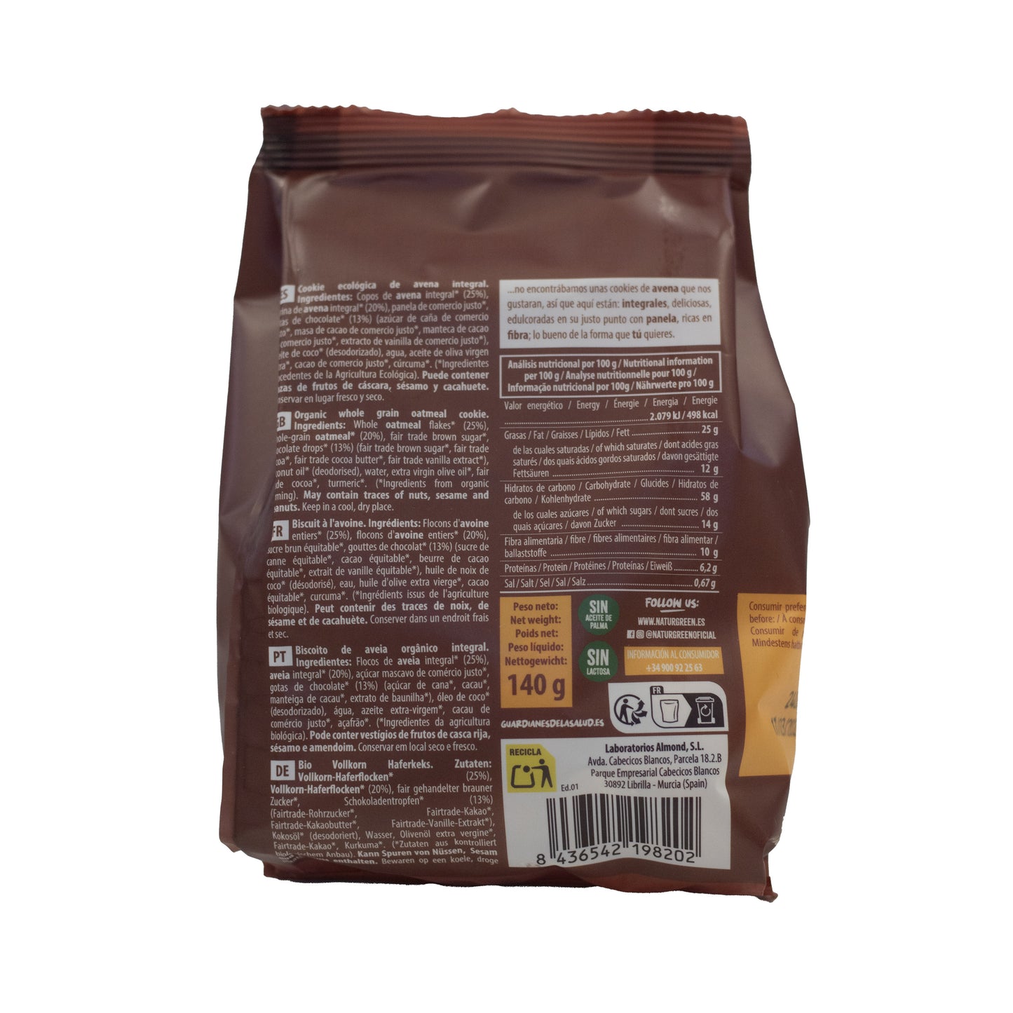 Cookie de Avena Integral Bio 140g NaturGreen
