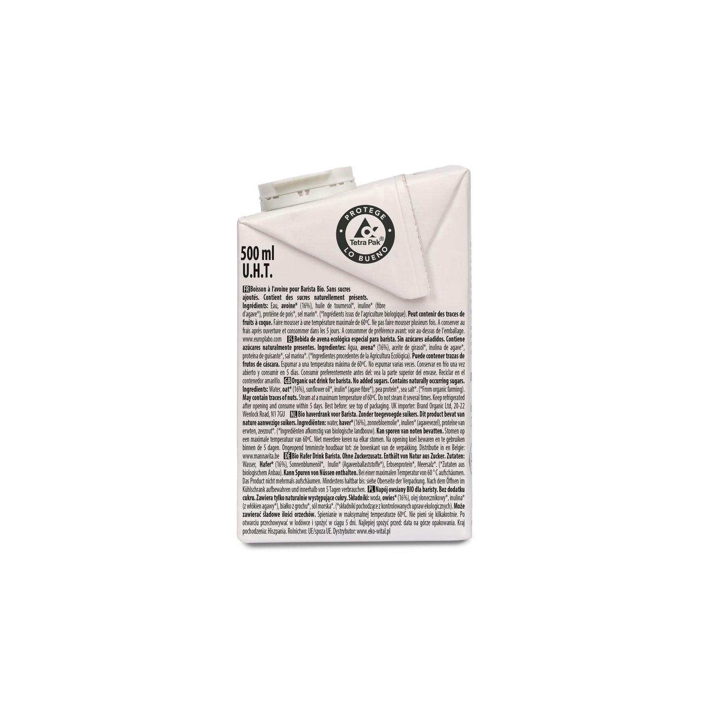 Bebida de Avena Barista Sin Azúcares Añadidos Bio 500 ml Ecomil