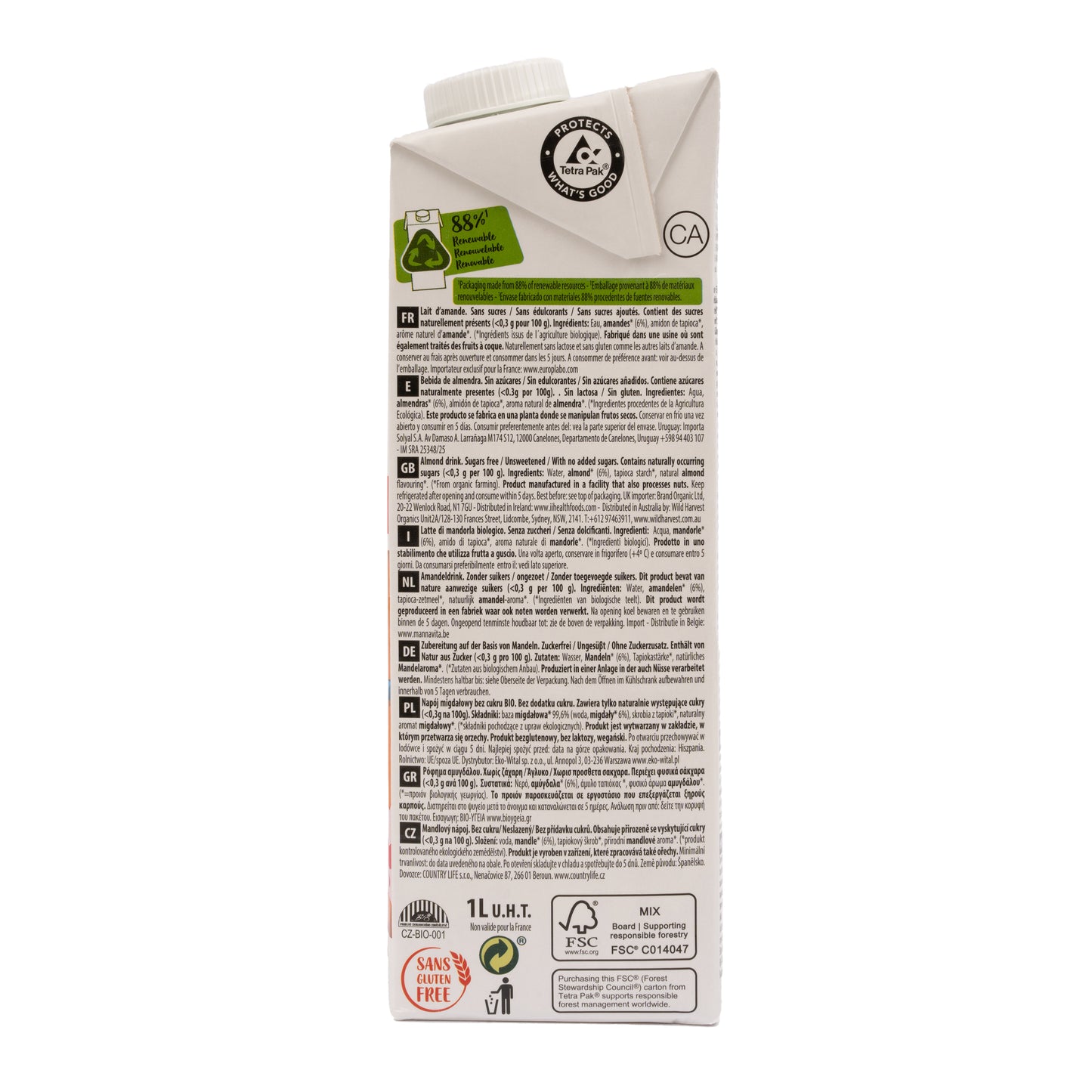 Bebida de Almendra Ecológica Nature 1L Ecomil
