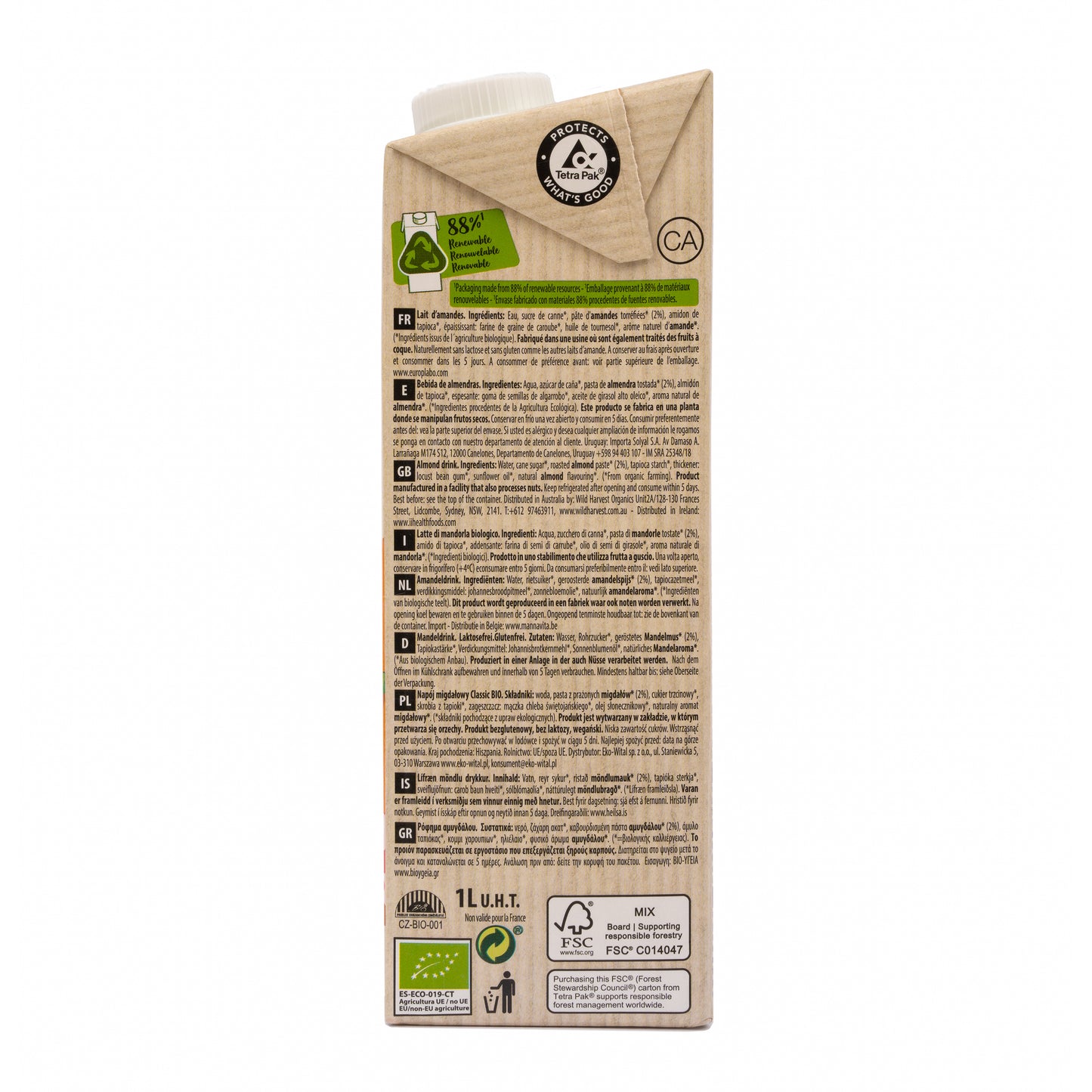 Bebida de Almendra Ecológica Classic 1L Ecomil