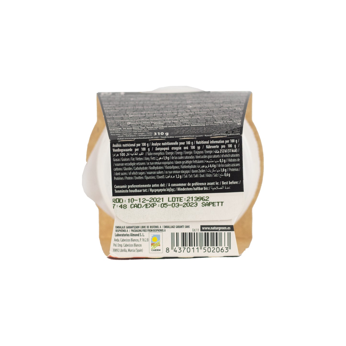 Crema de Calabaza y Cilantro Bio 310g NaturGreen