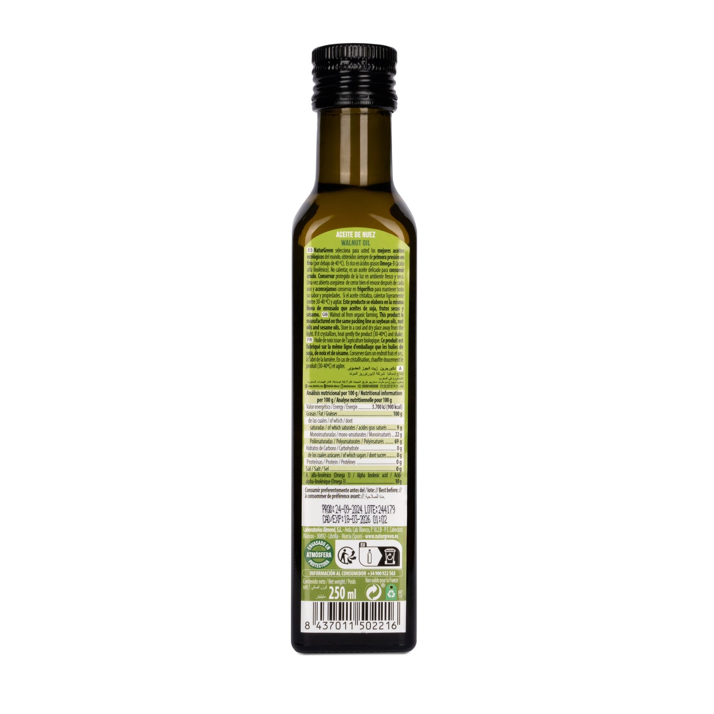 Aceite Ecológico de Nuez 250 ml NaturGreen