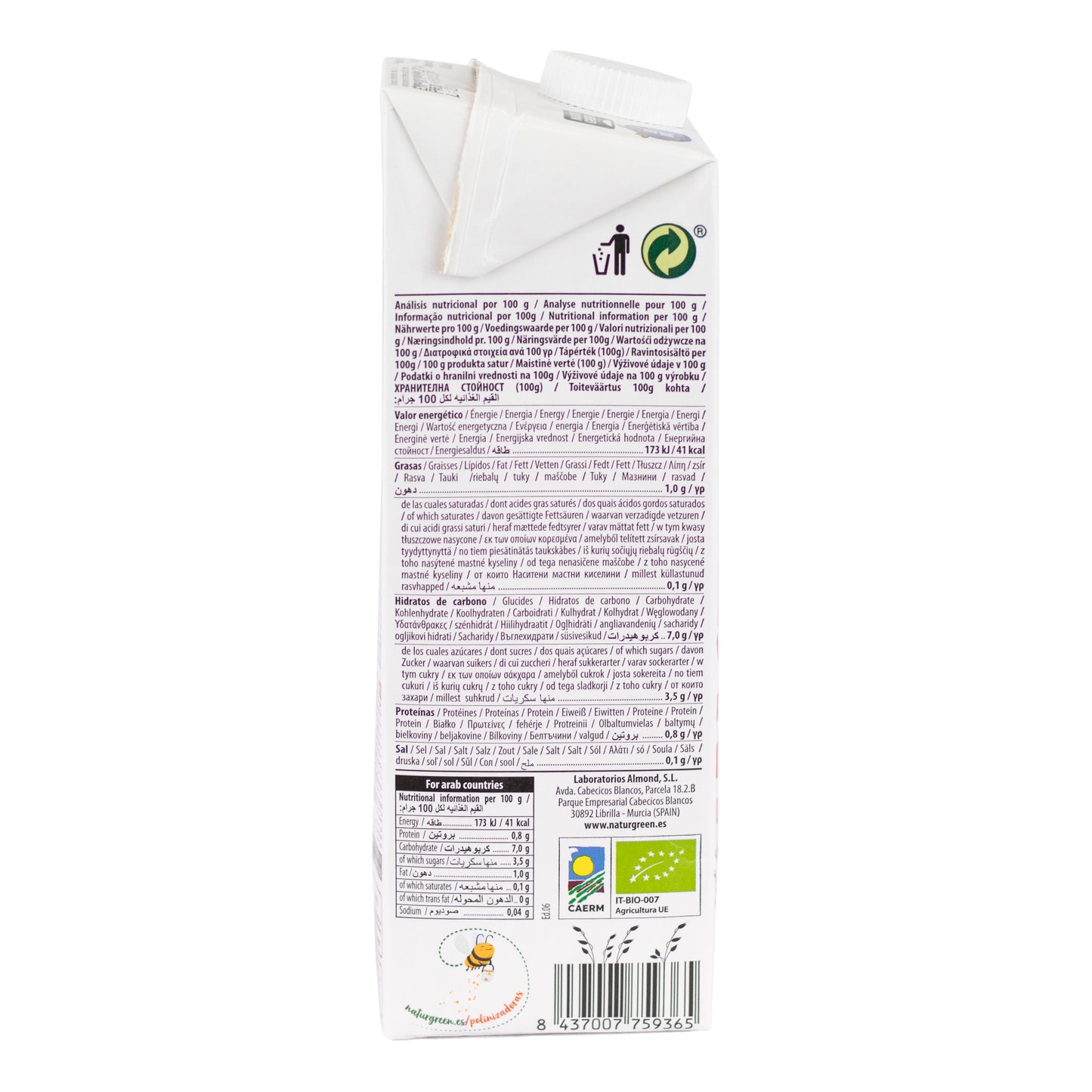Bebida de Avena Natural Ecológica 1L NaturGreen