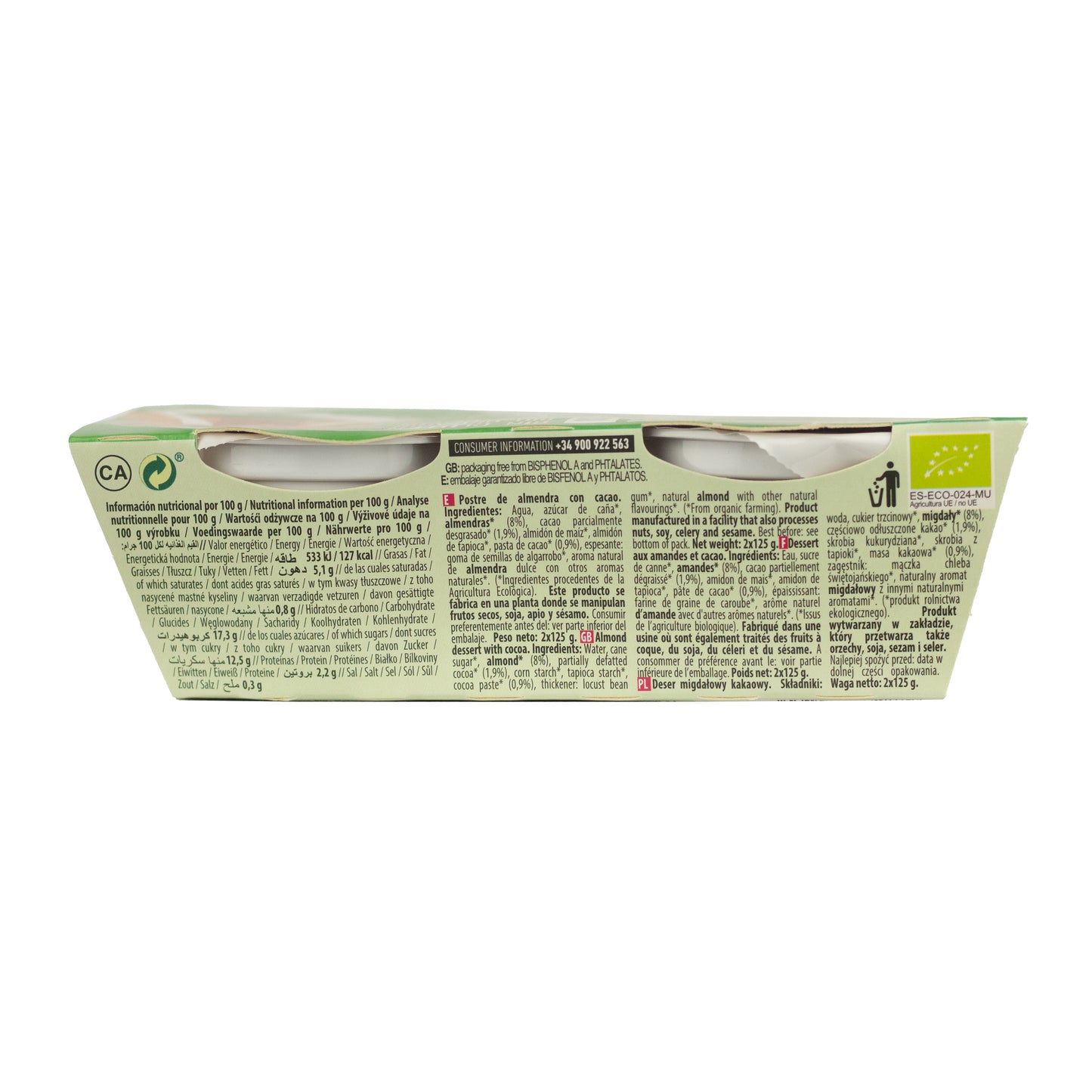 Postre de Almendra y Cacao Bio (2x125 g) NaturGreen