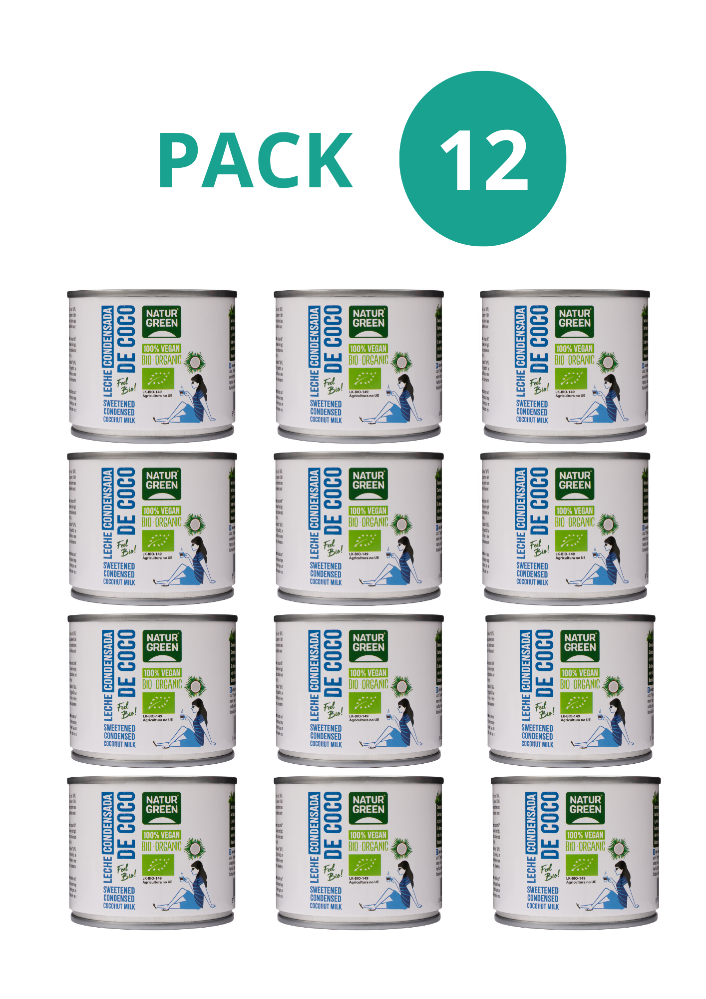 Pack 12x Leche Condensada de Coco Bio 210ml NaturGreen