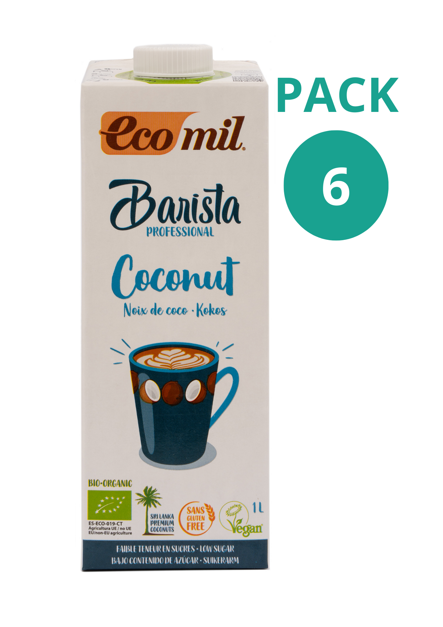Pack 6x Ecomil Barista Coconut Bio 1 L