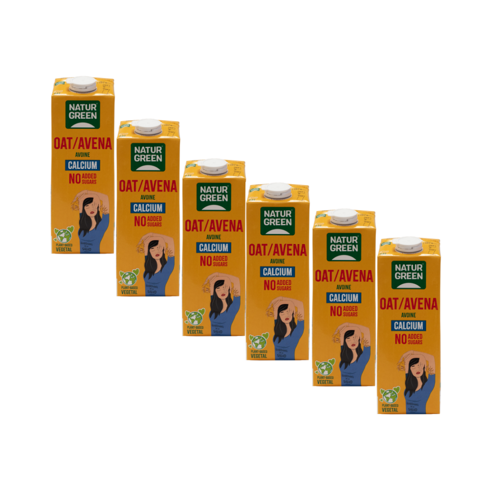 Pack 6x Bebida de Avena Sin Azúcares Añadidos con Calcio 1 L NaturGreen