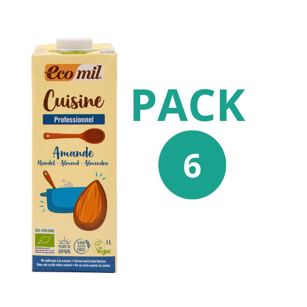 Pack 6x Nata ecológica para cocinar de Almendra 1 L. EcoMil Cuisine