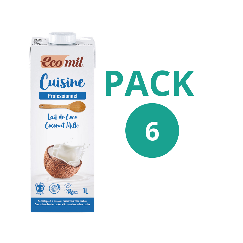 Pack 6x Leche de Coco Bio para Cocinar 1l Ecomil