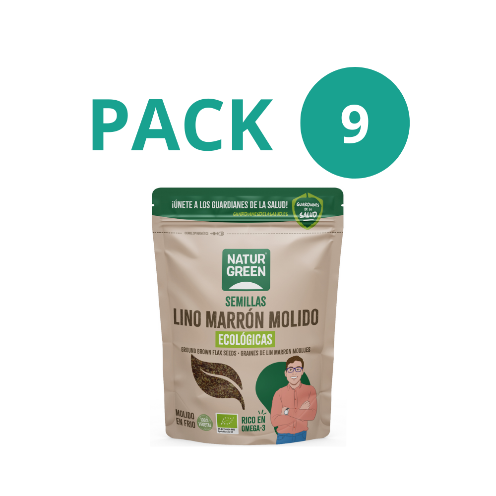 Pack 9x Lino Marrón Ecológico Molido 150g NaturGreen