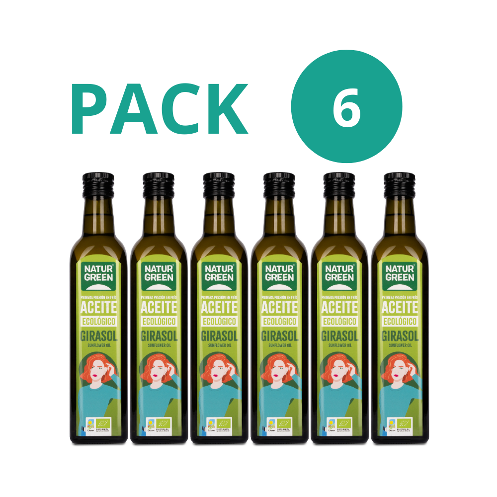 Pack 6x Aceite de Girasol Ecológico 500 ml NaturGreen