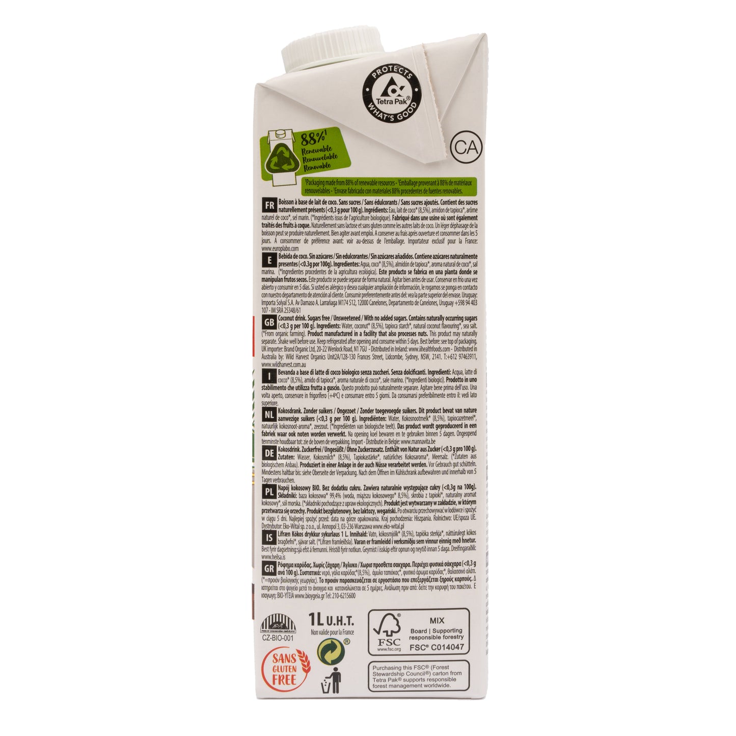 Bebida de Coco Ecológica Nature 1L Ecomil