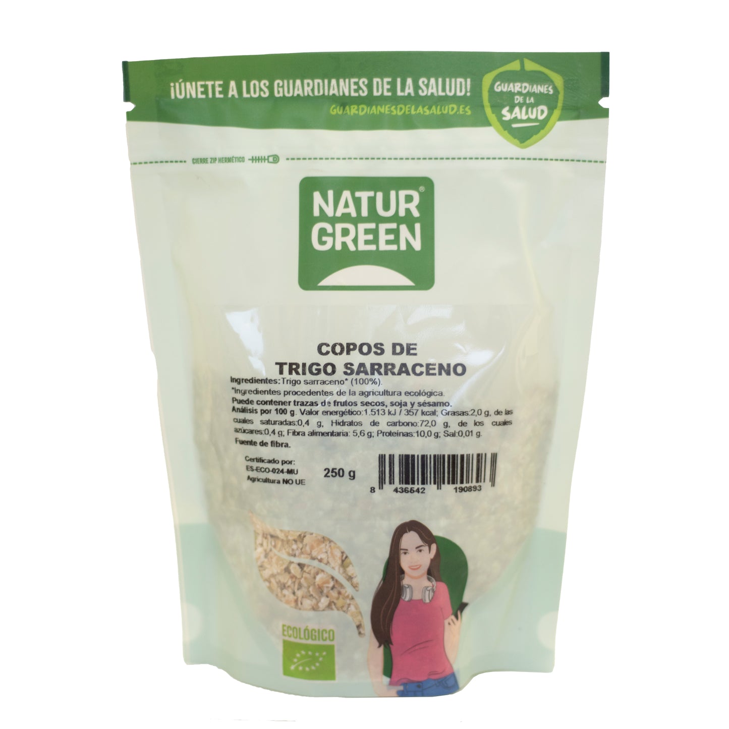 Copos de Trigo Sarraceno Ecológicos 250 g NaturGreen